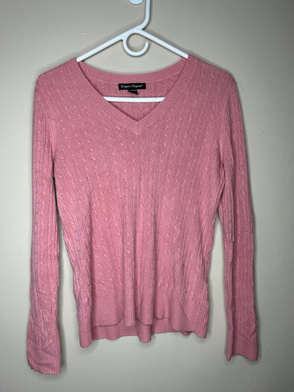 Women’s size small designers originals luxelon pink cable knit sweater soft knit